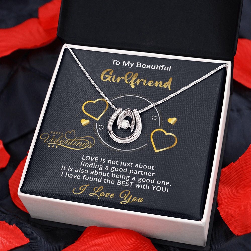 Gold Necklace, Valentine's Day Message Card, My Beautiful Girlfriend - Kubby&Co Worldwide