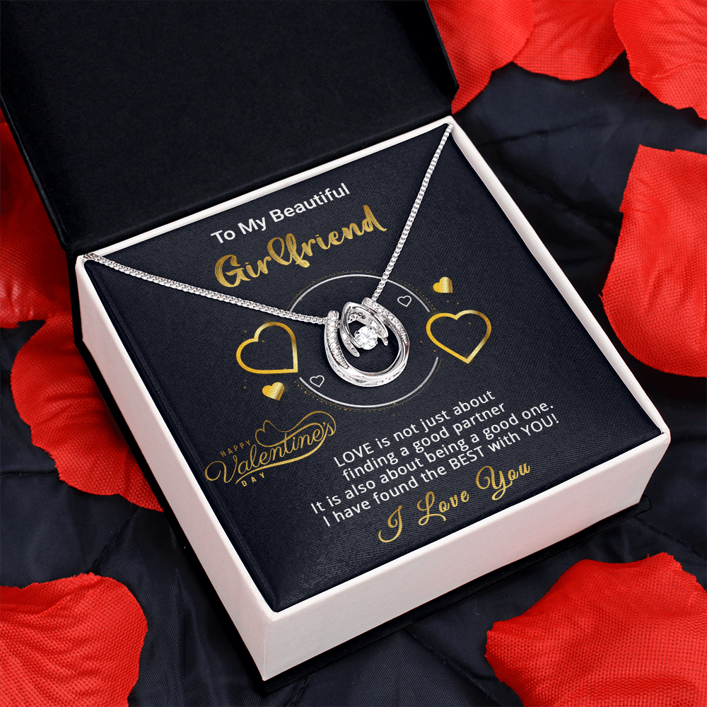 Gold Necklace, Valentine's Day Message Card, My Beautiful Girlfriend - Kubby&Co Worldwide