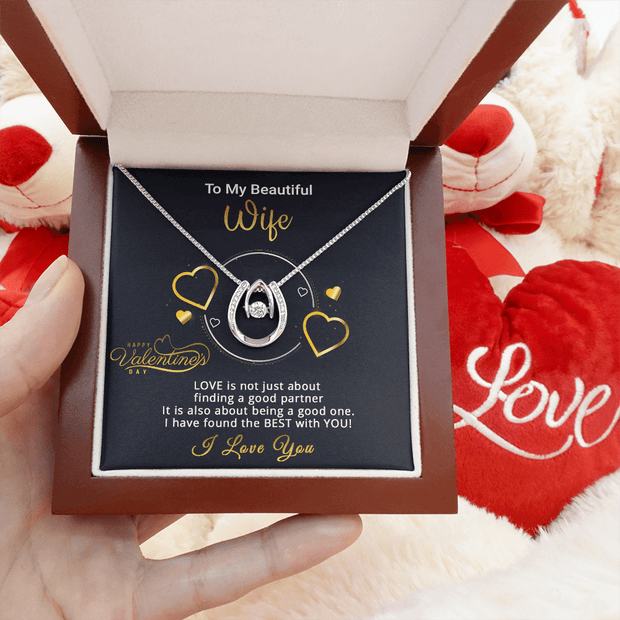 Gold Necklace, Valentine's Day Message Card, My Beautiful Wife - Kubby&Co Worldwide