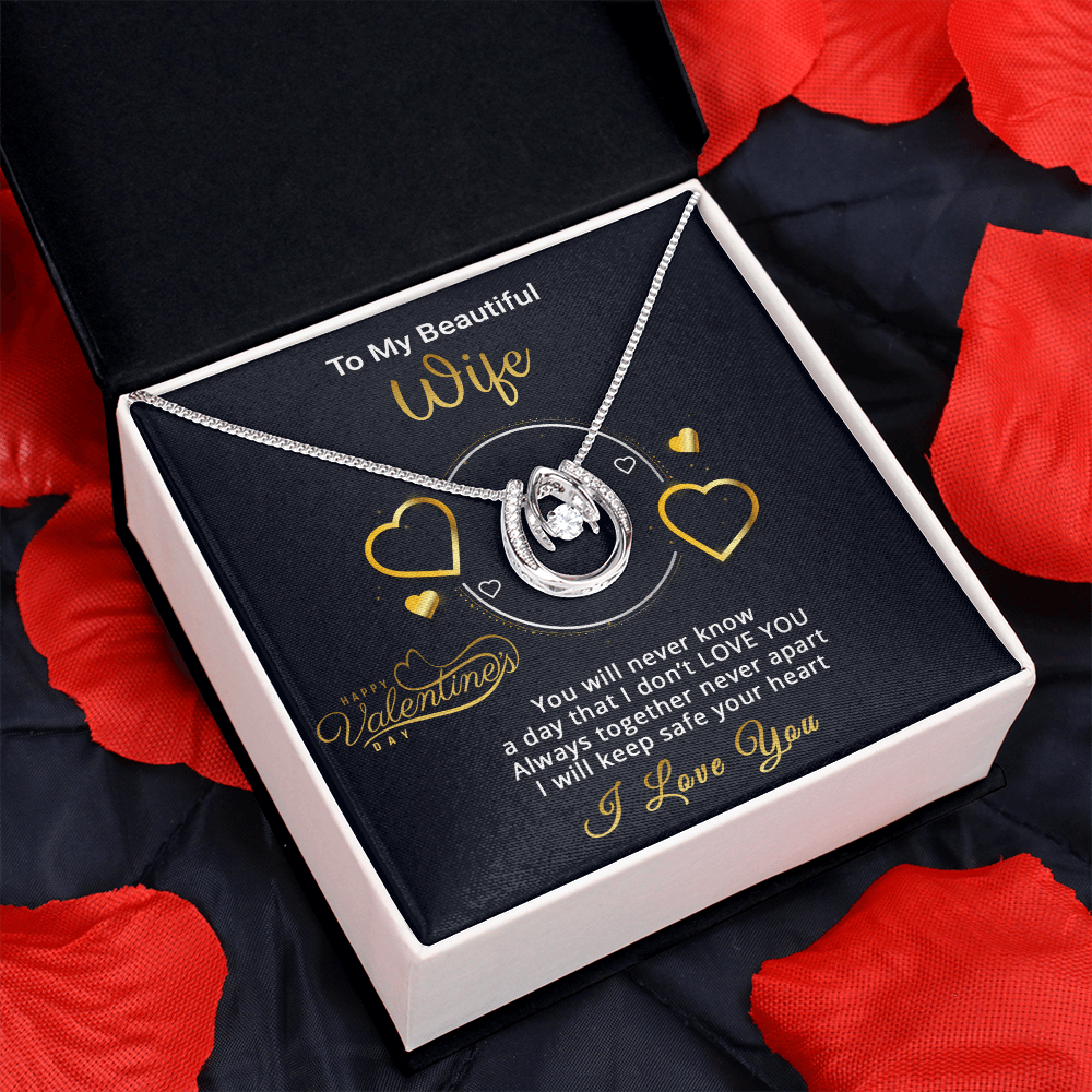 Gold Necklace, Valentine's Day Message Card, My Beautiful Wife - Kubby&Co Worldwide