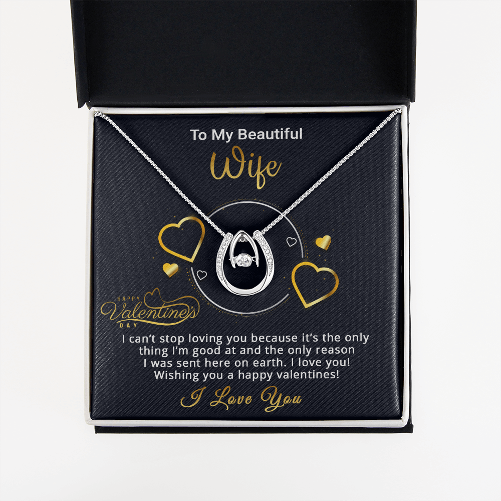 Gold Necklace, Valentine's Day Message Card, My Beautiful Wife - Kubby&Co Worldwide