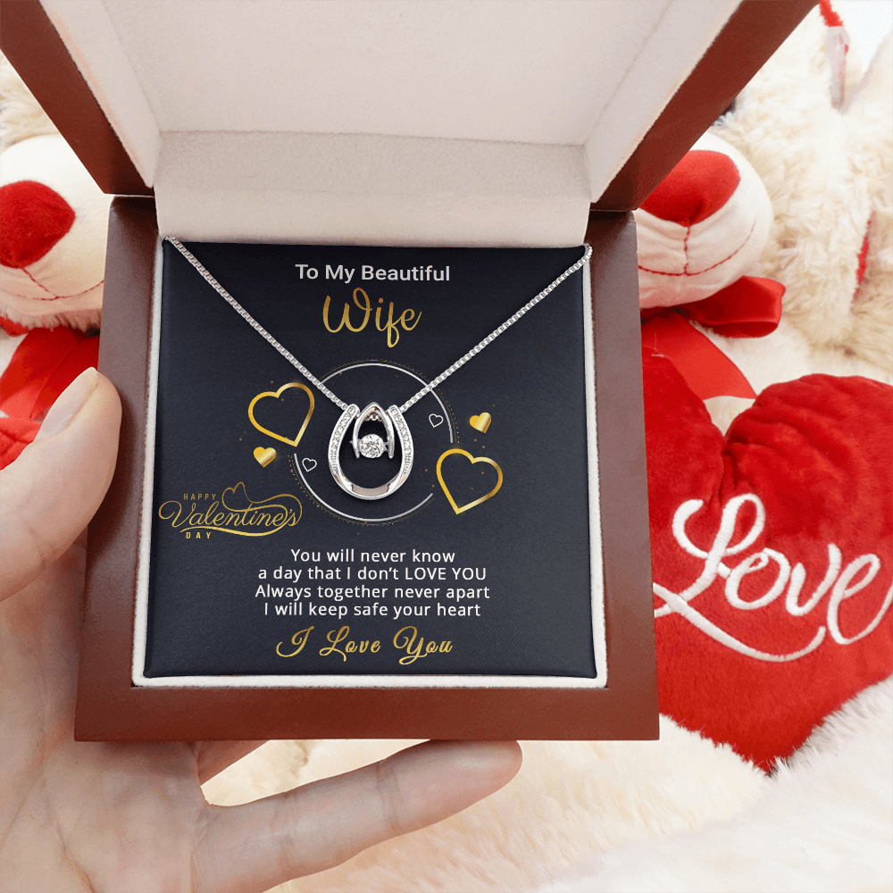 Gold Necklace, Valentine's Day Message Card, My Beautiful Wife - Kubby&Co Worldwide