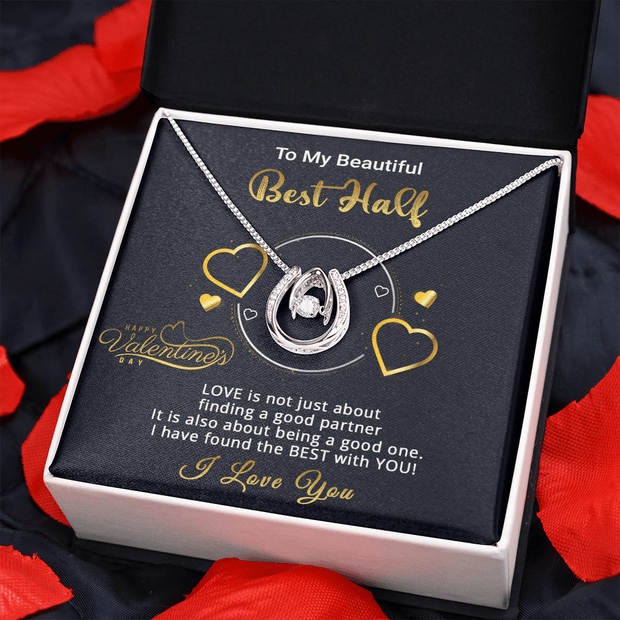 Gold Necklace, Valentine's Day Message Card, My Best Half - Kubby&Co Worldwide