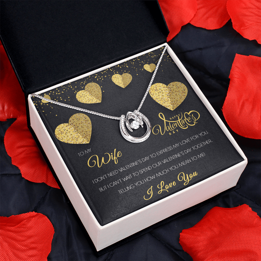 Gold Necklace, Valentine's Day Message Card, To My Wife - Kubby&Co Worldwide