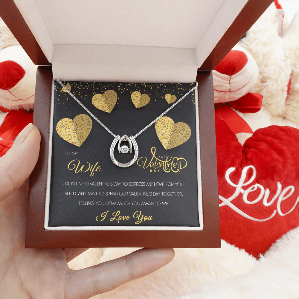 Gold Necklace, Valentine's Day Message Card, To My Wife - Kubby&Co Worldwide