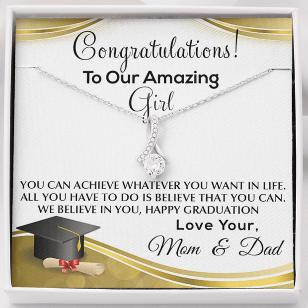 Gold Necklace, Graduation Daughter, Love Mom & Dad - Kubby&Co Worldwide