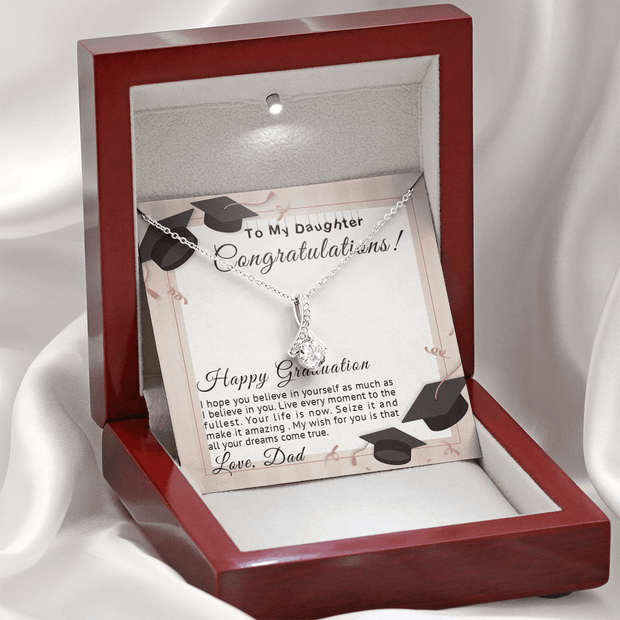 Gold Necklace, Happy Graduation Daughter, From Dad - Kubby&Co Worldwide