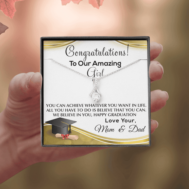 Gold Necklace, Graduation Daughter, Love Mom & Dad - Kubby&Co Worldwide