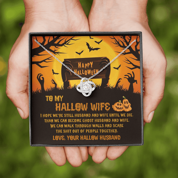 Gold Necklace, Happy Halloween, Love Knot Necklace, My Hallow Wife - Kubby&Co Worldwide