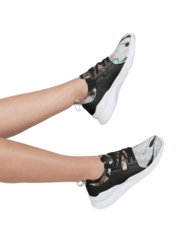 Women's Two-Tone Black Sneaker, Custom Design - Earth Tones - Kubby&Co Worldwide