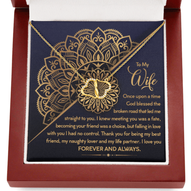 Gold Necklace, 18 Diamonds, Wife Happy Anniversary, My Partner - Kubby&Co Worldwide