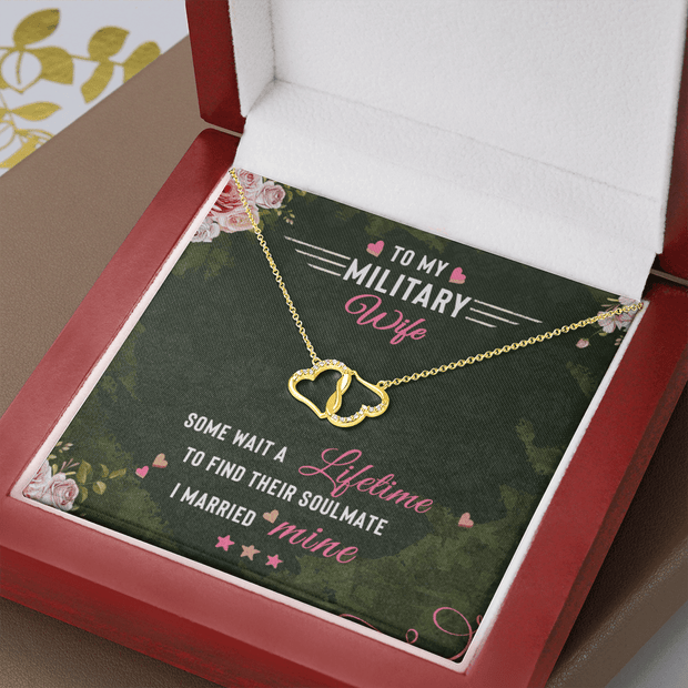 Gold Necklace, 18 Diamonds, My Military Wife And Soulmate - Kubby&Co Worldwide