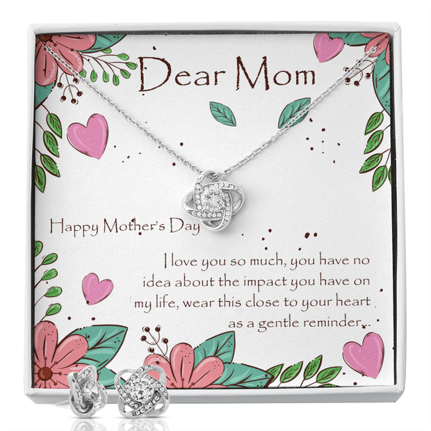 Gold Necklace & Earrings, Our Bond Knot, Mom Gentle Reminder - Kubby&Co Worldwide