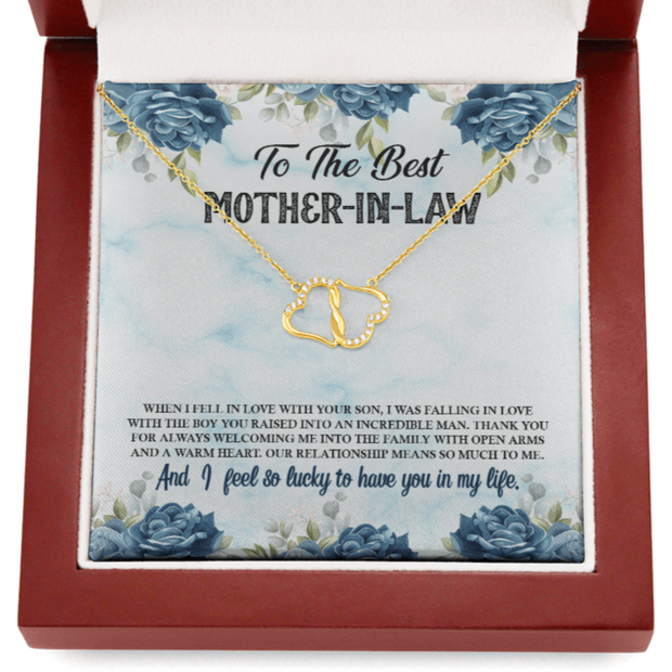 Gold Necklace, 18 Diamonds, To The Best Mother-in-law - Kubby&Co Worldwide