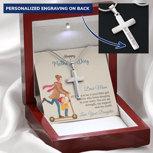 Mother's Day, Daughter to Mother, Engraved Cross Necklace - Kubby&Co Worldwide