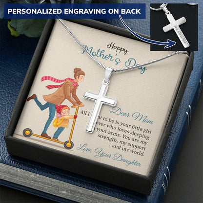 Mother's Day, Daughter to Mother, Engraved Cross Necklace - Kubby&Co Worldwide