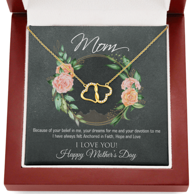 Gold Necklace, 18 Single Diamonds, Mother's Day, Hope and Love - Kubby&Co Worldwide
