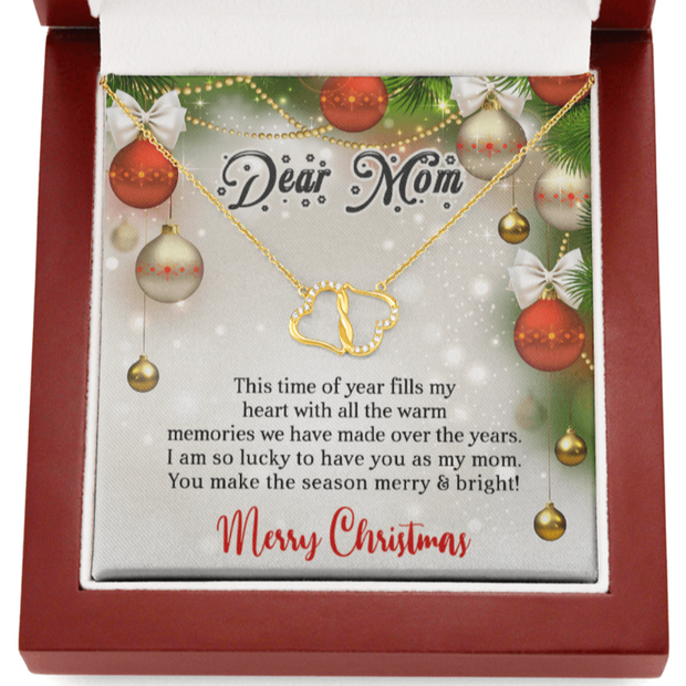 Gold Necklace, 18 Diamonds, Merry Christmas To An Amazing Mom - Kubby&Co Worldwide
