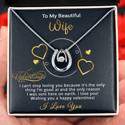 Gold Necklace, Valentine's Day Message Card, My Beautiful Wife - Kubby&Co Worldwide