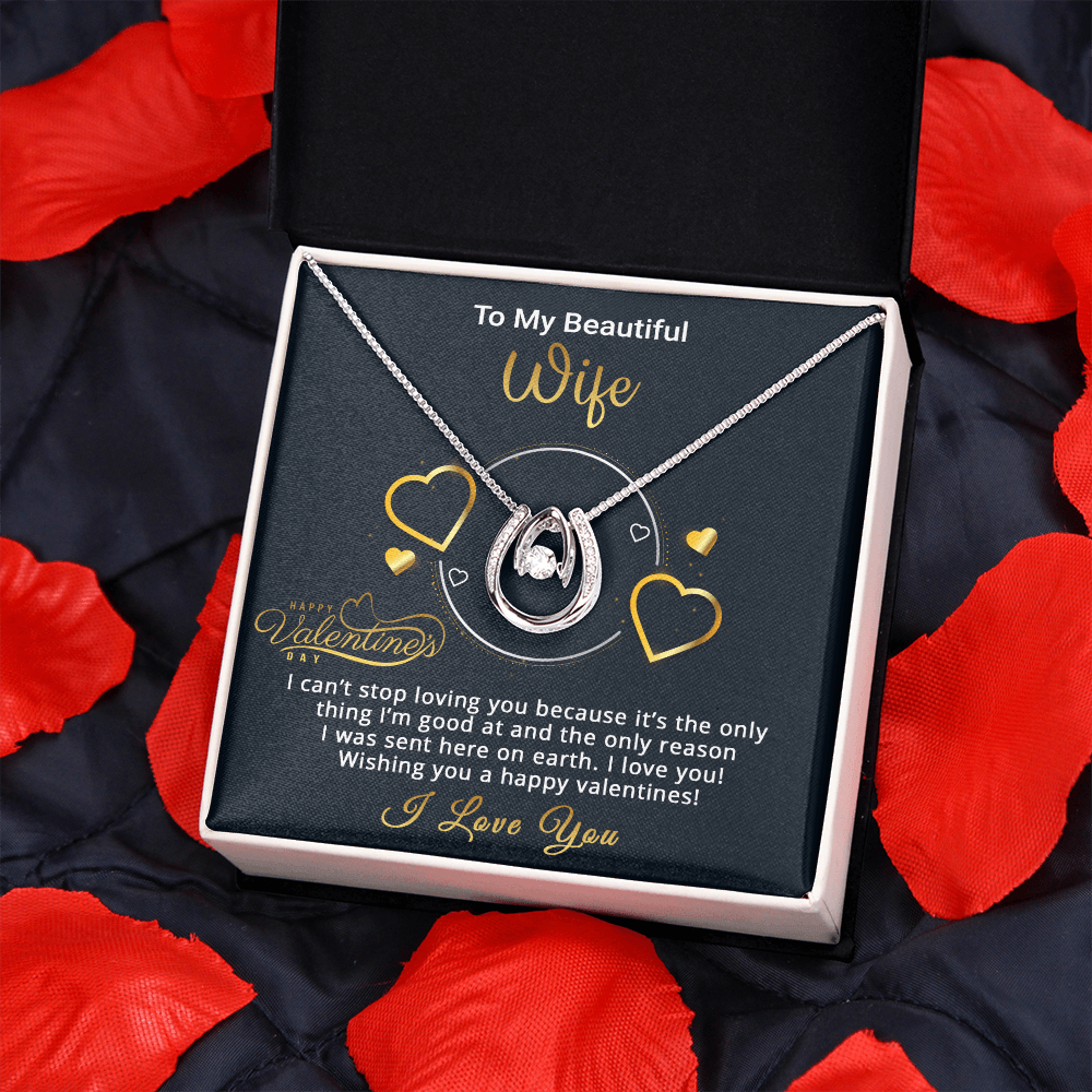 Gold Necklace, Valentine's Day Message Card, My Beautiful Wife - Kubby&Co Worldwide