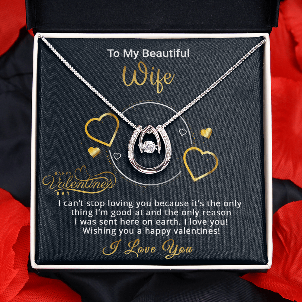 Gold Necklace, Valentine's Day Message Card, My Beautiful Wife - Kubby&Co Worldwide