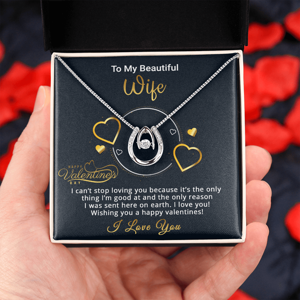 Gold Necklace, Valentine's Day Message Card, My Beautiful Wife - Kubby&Co Worldwide