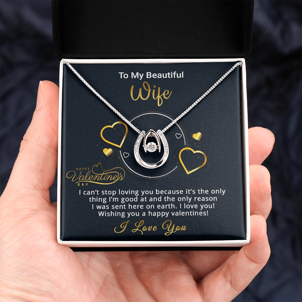 Gold Necklace, Valentine's Day Message Card, My Beautiful Wife - Kubby&Co Worldwide