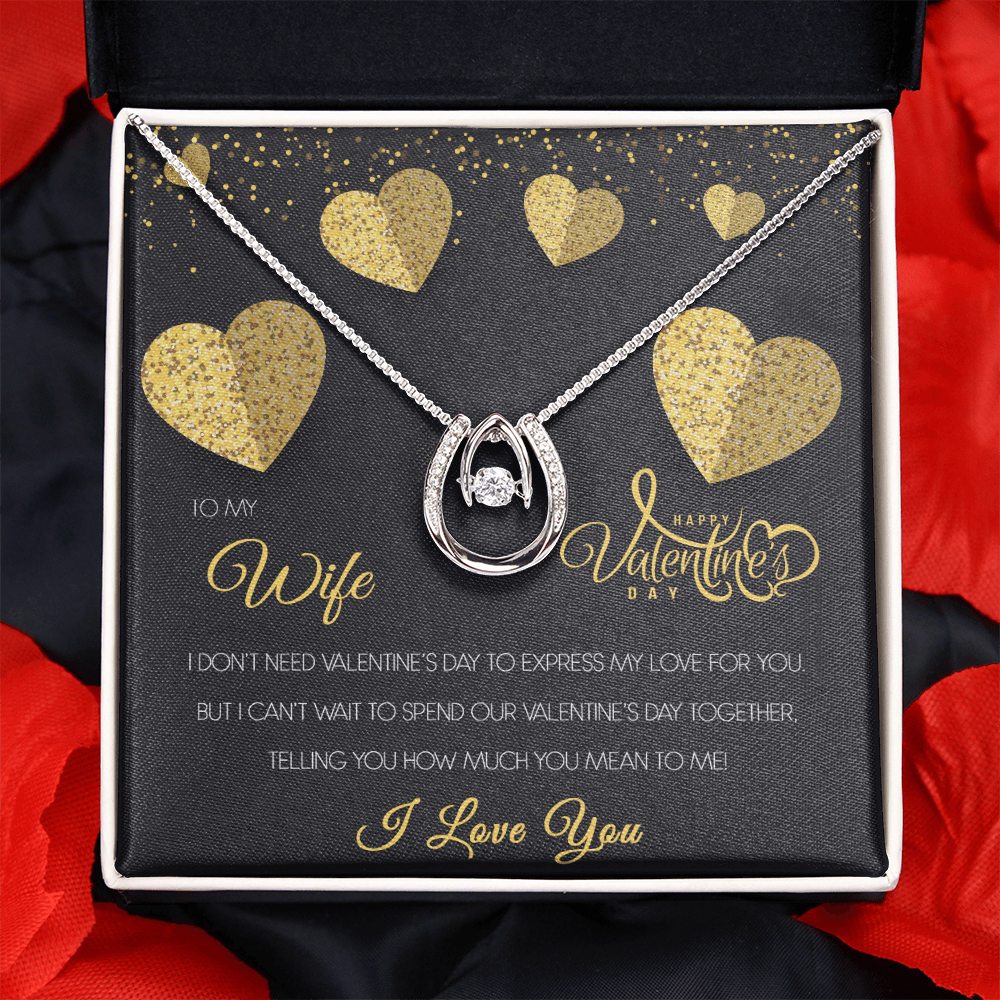 Gold Necklace, Valentine's Day Message Card, To My Wife - Kubby&Co Worldwide