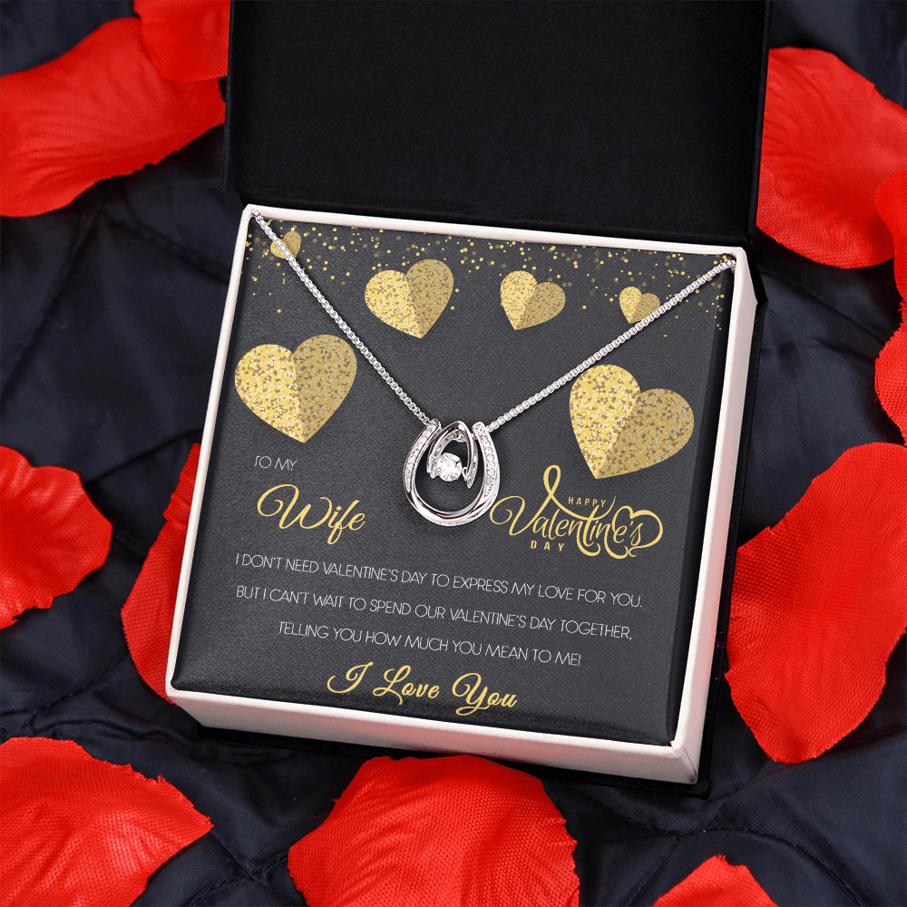 Gold Necklace, Valentine's Day Message Card, To My Wife - Kubby&Co Worldwide