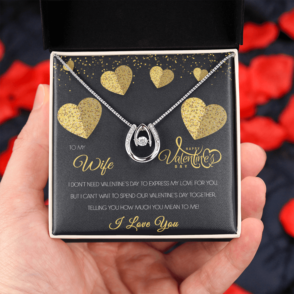 Gold Necklace, Valentine's Day Message Card, To My Wife - Kubby&Co Worldwide