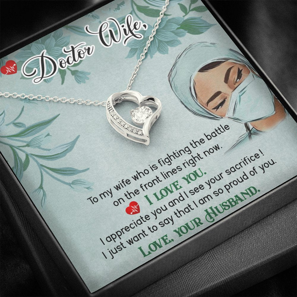 To My Doctor Wife Beautiful Necklace & Heart, Fighting The Battle - Kubby&Co Worldwide