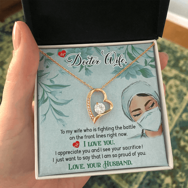 To My Doctor Wife Beautiful Necklace & Heart, Fighting The Battle - Kubby&Co Worldwide