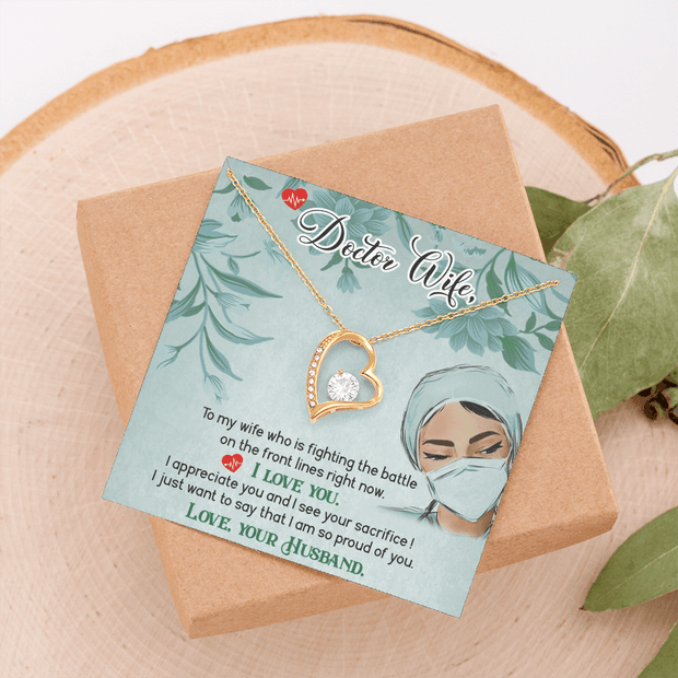 To My Doctor Wife Beautiful Necklace & Heart, Fighting The Battle - Kubby&Co Worldwide