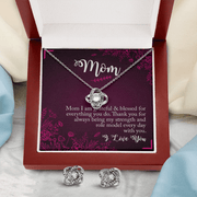 Gold Necklace & Earrings, Our Bond Knot, Mom Grateful - Kubby&Co Worldwide