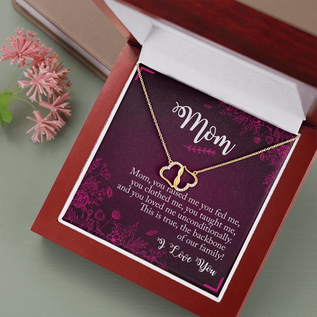 Gold Necklace, 18 Diamonds, Mom You Are The Backbone - Kubby&Co Worldwide