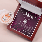 Gold Necklace & Earrings, Our Bond Knot, Mom The Backbone - Kubby&Co Worldwide