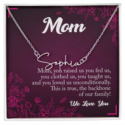 Mom With Love, Signature Style Necklace, Family Backbone - Kubby&Co Worldwide