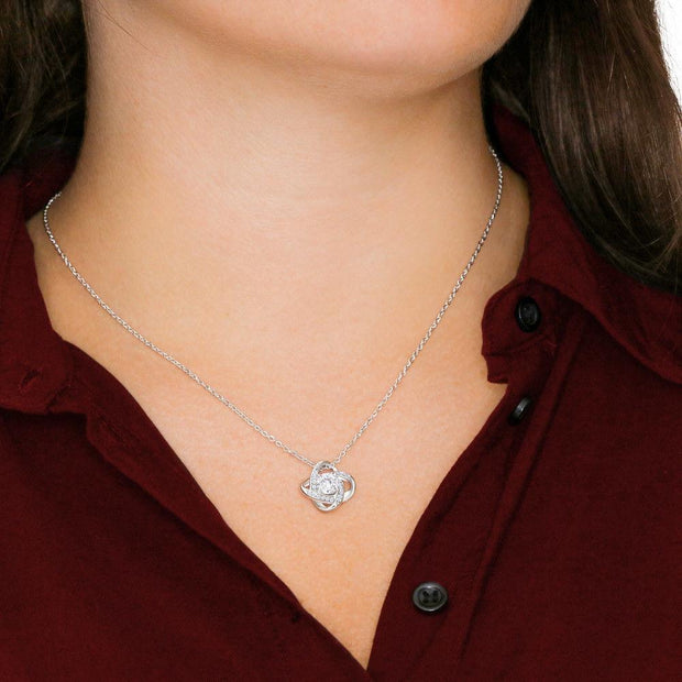 White Gold, Valentines Day Love Knot Necklace, Lovely Wife - Kubby&Co Worldwide