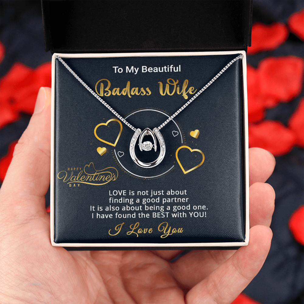 Gold Necklace, Personalized Message Card, To My Badass Wife - Kubby&Co Worldwide