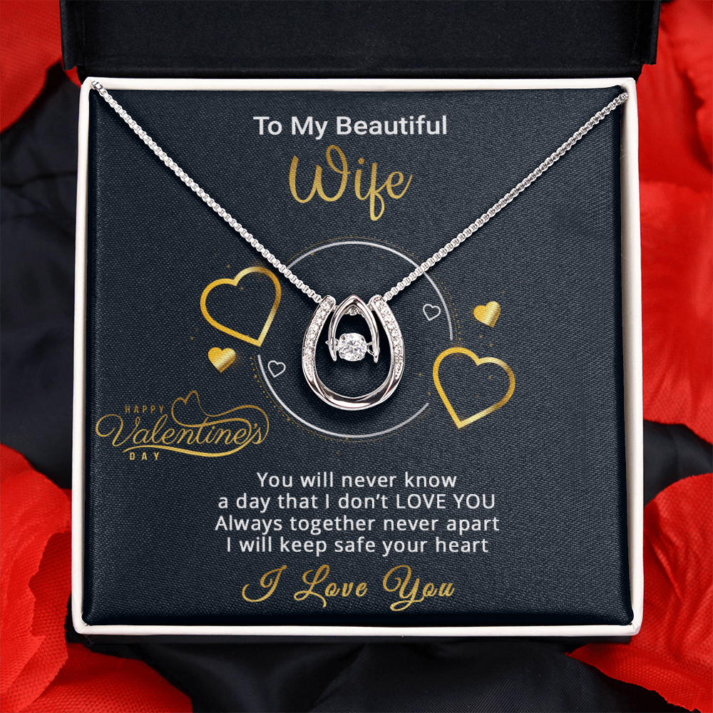 Gold Necklace, Valentine's Day Message Card, My Beautiful Wife - Kubby&Co Worldwide