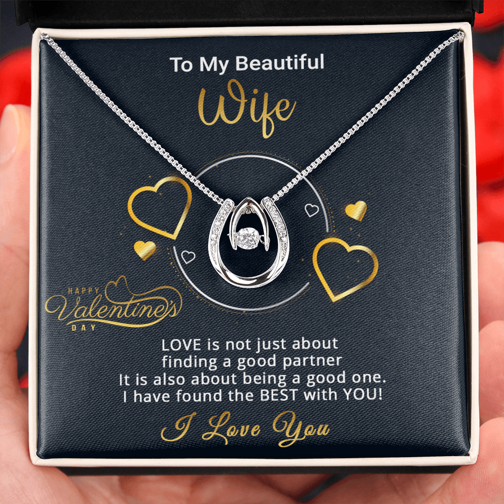 Gold Necklace, Valentine's Day Message Card, My Beautiful Wife - Kubby&Co Worldwide