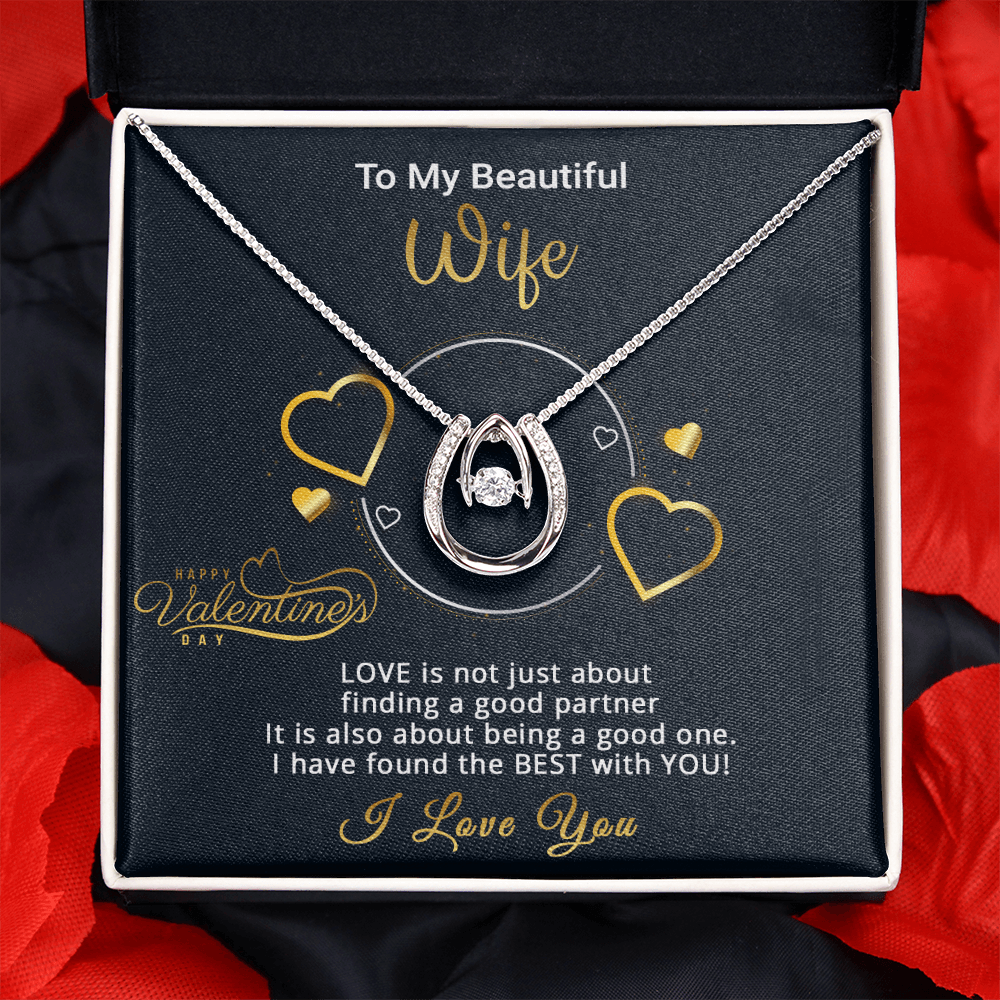 Gold Necklace, Valentine's Day Message Card, My Beautiful Wife - Kubby&Co Worldwide