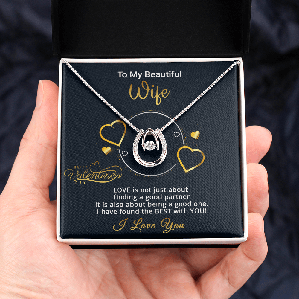 Gold Necklace, Valentine's Day Message Card, My Beautiful Wife - Kubby&Co Worldwide