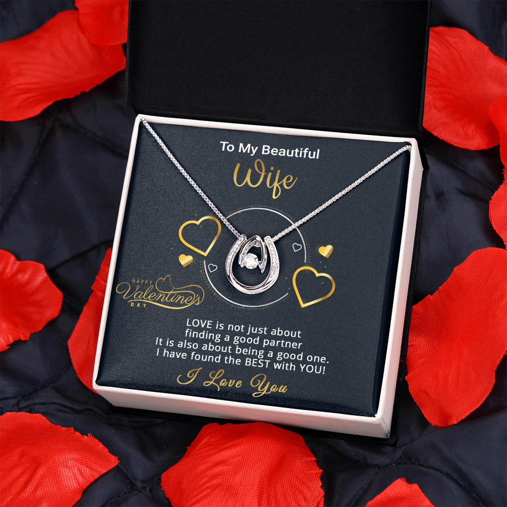 Gold Necklace, Valentine's Day Message Card, My Beautiful Wife - Kubby&Co Worldwide