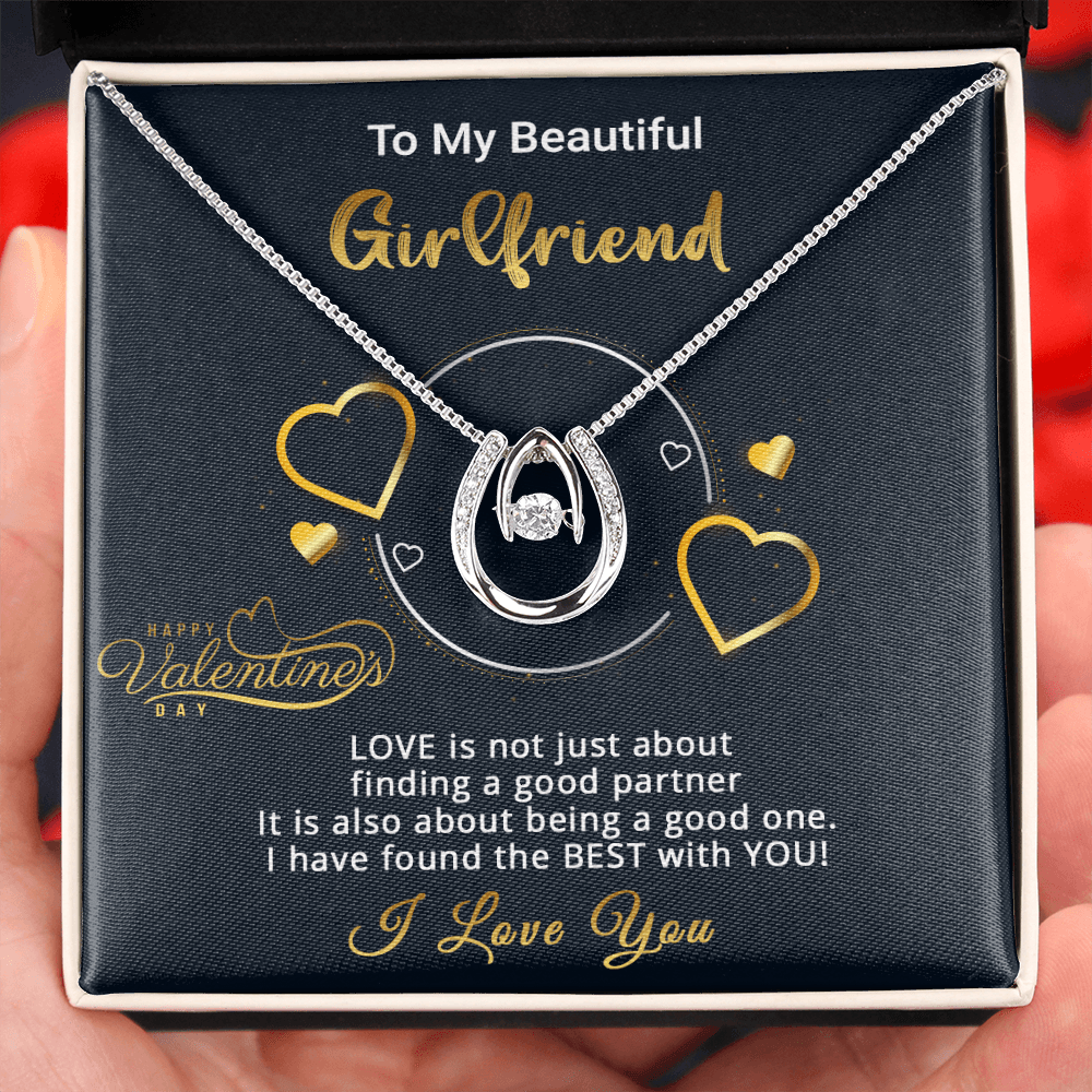 Gold Necklace, Valentine's Day Message Card, My Beautiful Girlfriend - Kubby&Co Worldwide