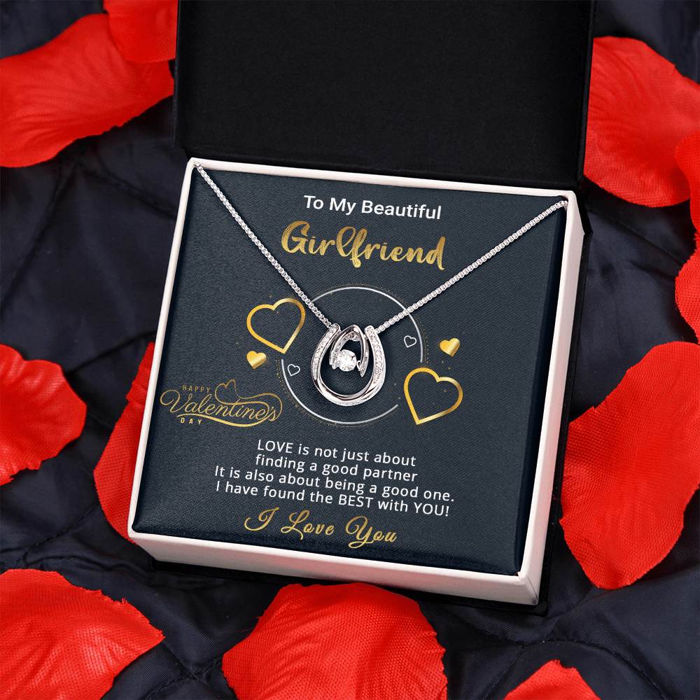 Gold Necklace, Valentine's Day Message Card, My Beautiful Girlfriend - Kubby&Co Worldwide