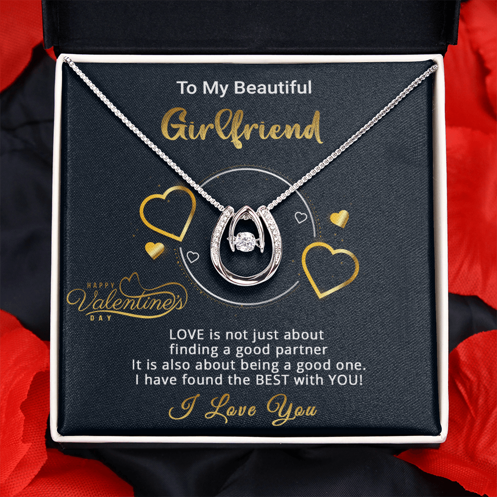 Gold Necklace, Valentine's Day Message Card, My Beautiful Girlfriend - Kubby&Co Worldwide