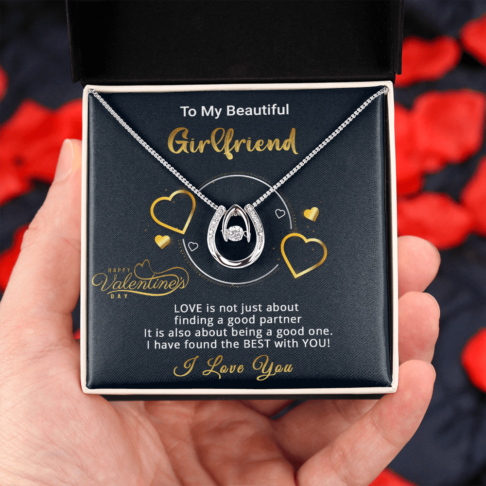 Gold Necklace, Valentine's Day Message Card, My Beautiful Girlfriend - Kubby&Co Worldwide