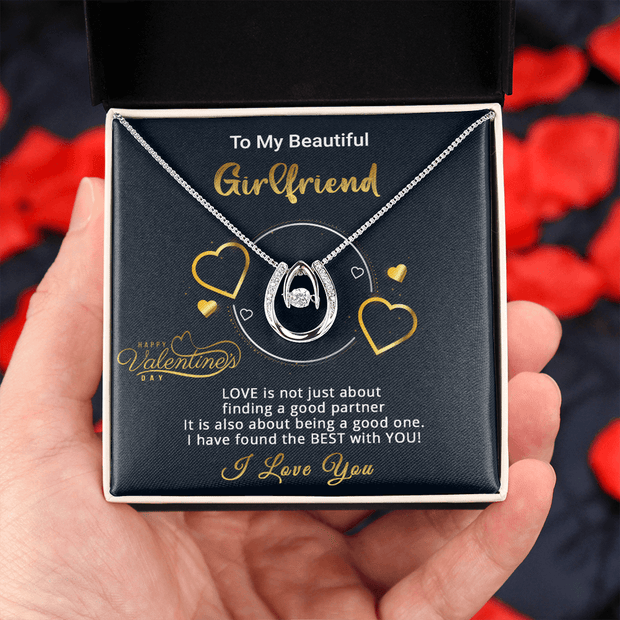 Gold Necklace, Valentine's Day Message Card, My Beautiful Girlfriend - Kubby&Co Worldwide