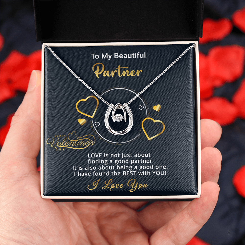 Gold Necklace, Valentine's Day Message Card, My Beautiful Partner - Kubby&Co Worldwide